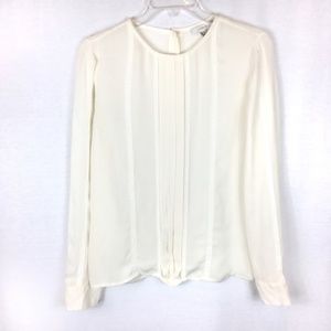 J Crew Ivory Silk Pleated Blouse Career Lace, 8